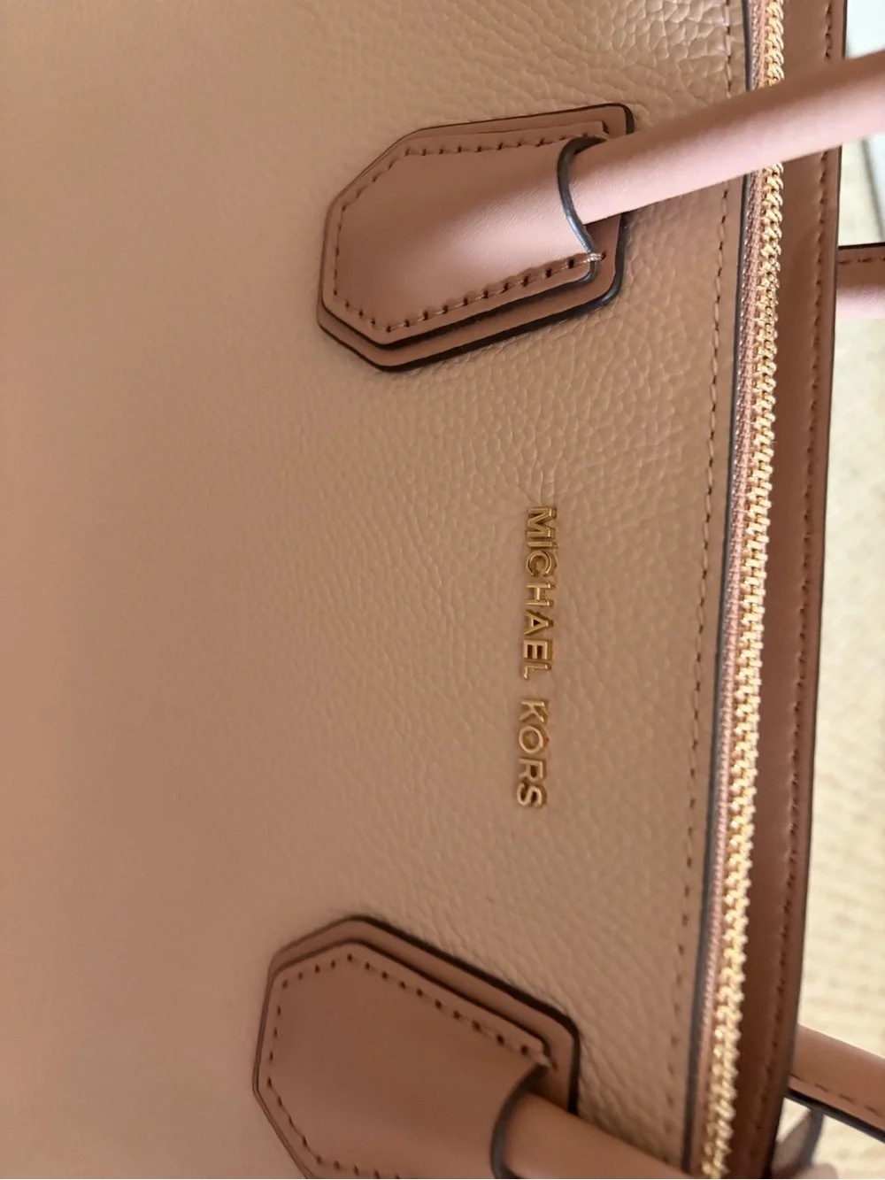 Michael Kors Blakely Pebbled Leather Satchel in Pale Pink
